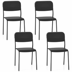 Giantex Metal Dining Chairs Set of 4, Stackable Lightweight Kitchen Chairs w/Tilted Backrest & Sturdy Metal Legs kitchen towel, placemats