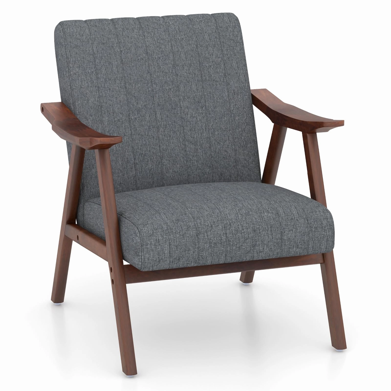 Giantex Mid-Century Modern Accent Chair - Comfy Upholstered Lounge Chair with Arms, Anti-Slip Felt Pads
