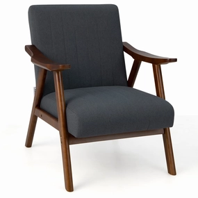 Giantex Mid-Century Modern Accent Chair - Comfy Upholstered Lounge Chair with Arms, Anti-Slip Felt Pads sectional sofa, corner couch