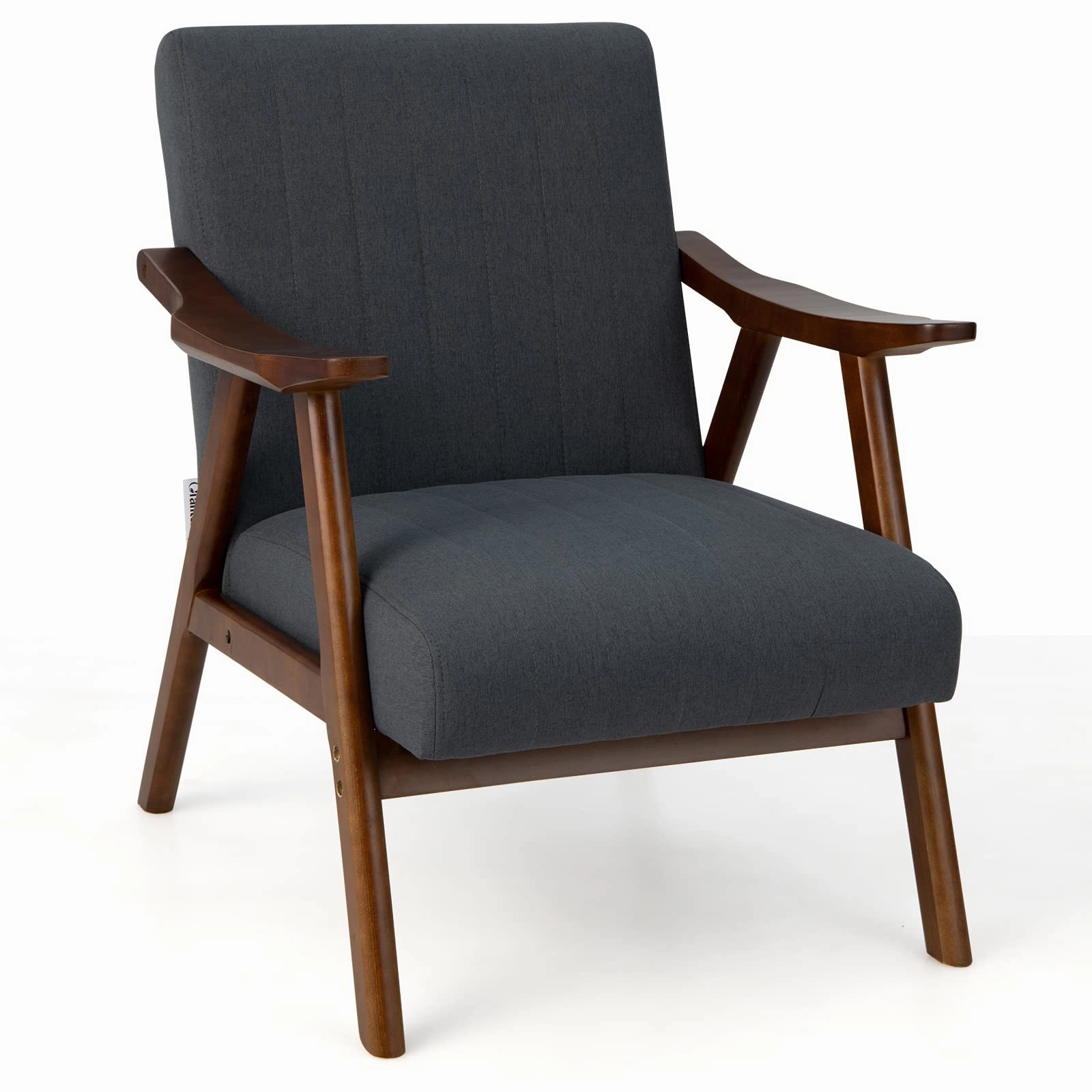 Giantex Mid-Century Modern Accent Chair - Comfy Upholstered Lounge Chair with Arms, Anti-Slip Felt Pads sectional sofa, corner couch