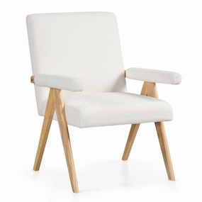 Giantex Mid-Century Modern Accent Chair, Sherpa Fabric Reading Chair with Padded Armrests sectional sofa, corner couch