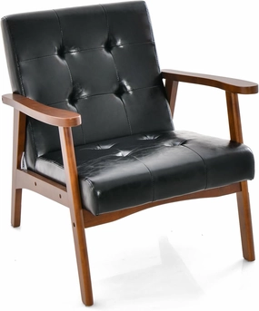 Giantex Mid Century Modern Accent Chair, Upholstered Tufted Armchair with Solid Rubber Wood Frame recliner chair, sleeper chair