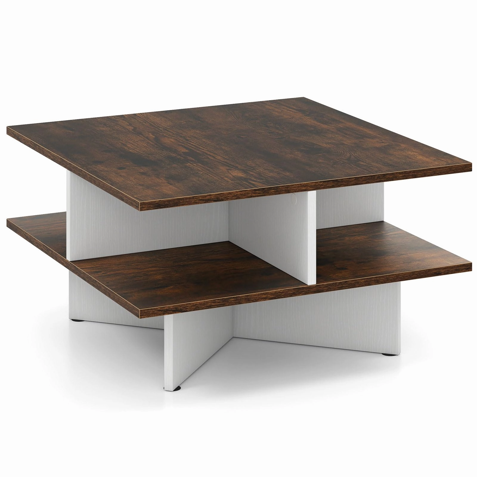 Giantex Mid Century Modern Center Table with 4 Storage Compartments