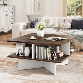 Giantex Mid Century Modern Center Table with 4 Storage Compartments console table, hallway table