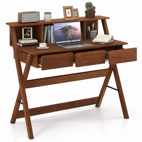 Giantex Mid Century Modern Desk with 3 Drawers patio decor, garden accessories