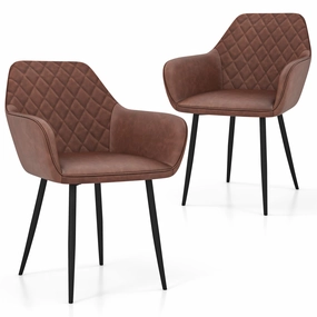 Giantex Mid Century Modern Dining Chairs Set of 2/4, Upholstered Accent Chairs w/Curved Backrest, Wide Seat & Armrests kitchen towel, placemats