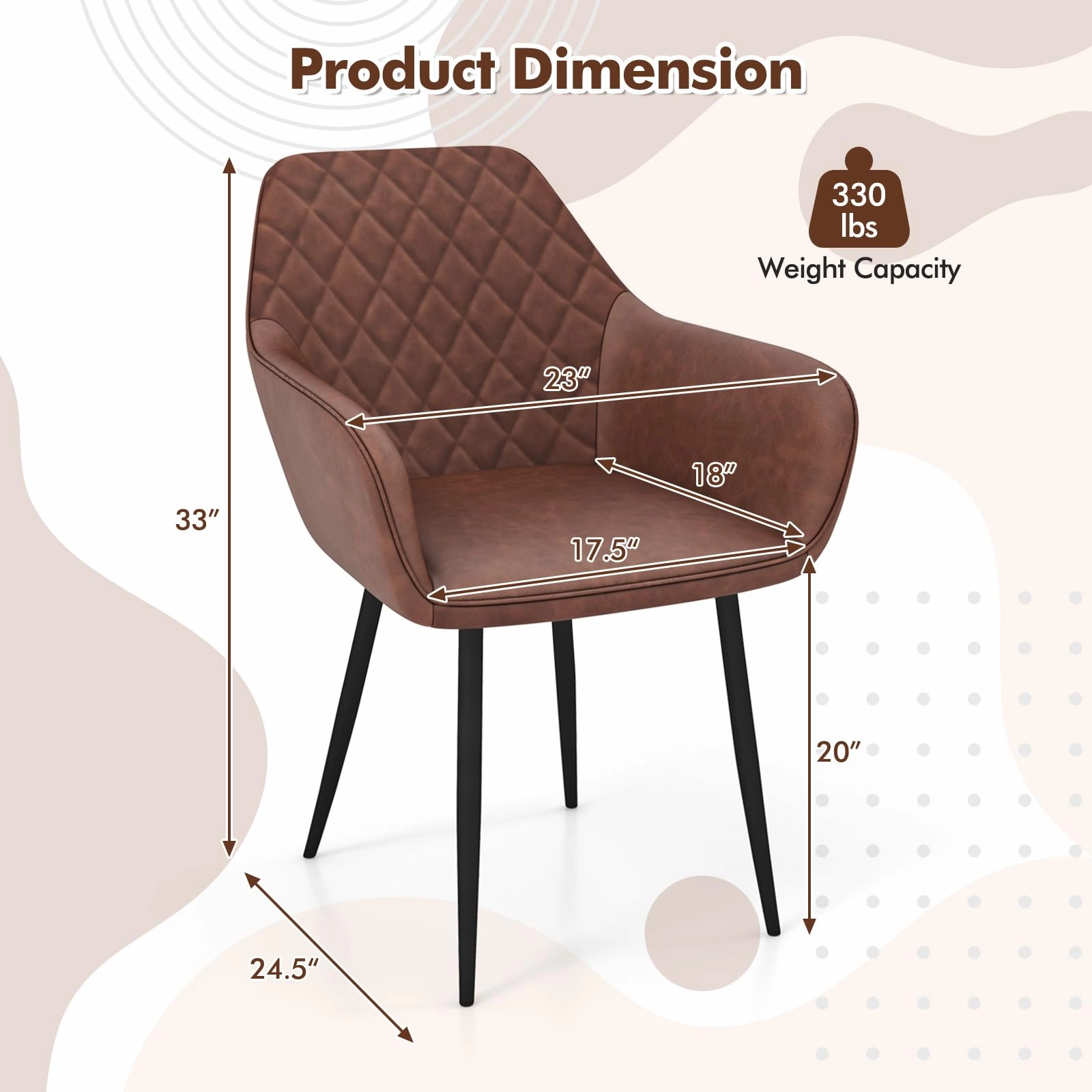 Giantex Mid Century Modern Dining Chairs Set of 2/4, Upholstered Accent Chairs w/Curved Backrest, Wide Seat & Armrests