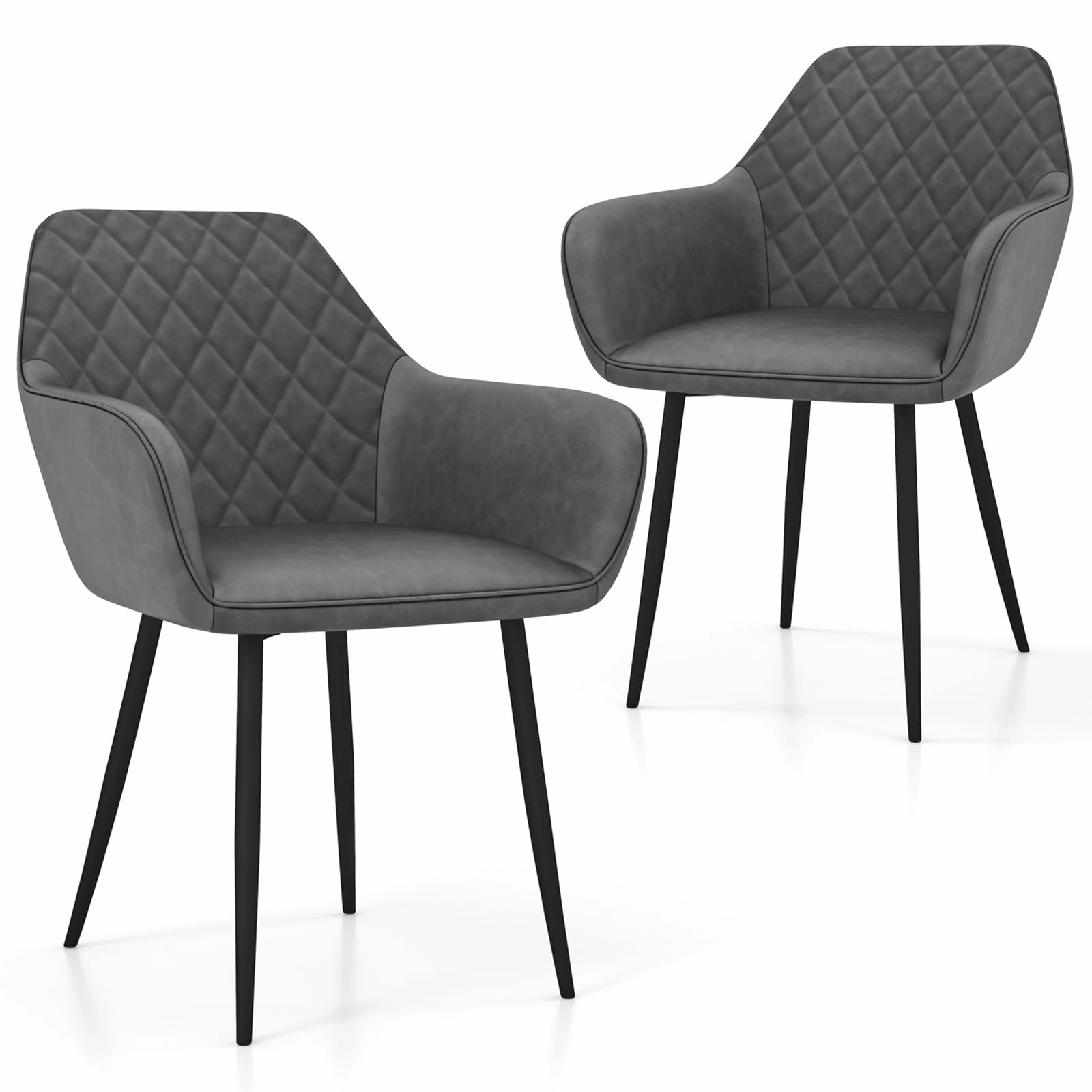 Giantex Mid Century Modern Dining Chairs Set of 2/4, Upholstered Accent Chairs w/Curved Backrest, Wide Seat & Armrests