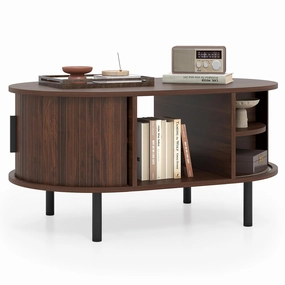 Giantex Mid Century Modern Living Room Table with Sliding Tambour Doors console table, hallway table