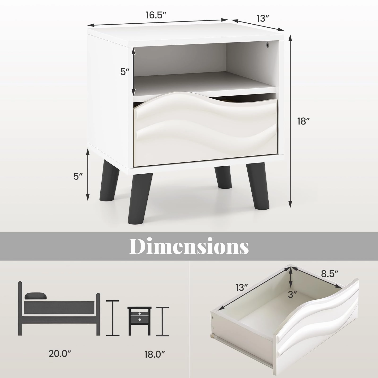 Giantex Mid Century Modern Nightstand