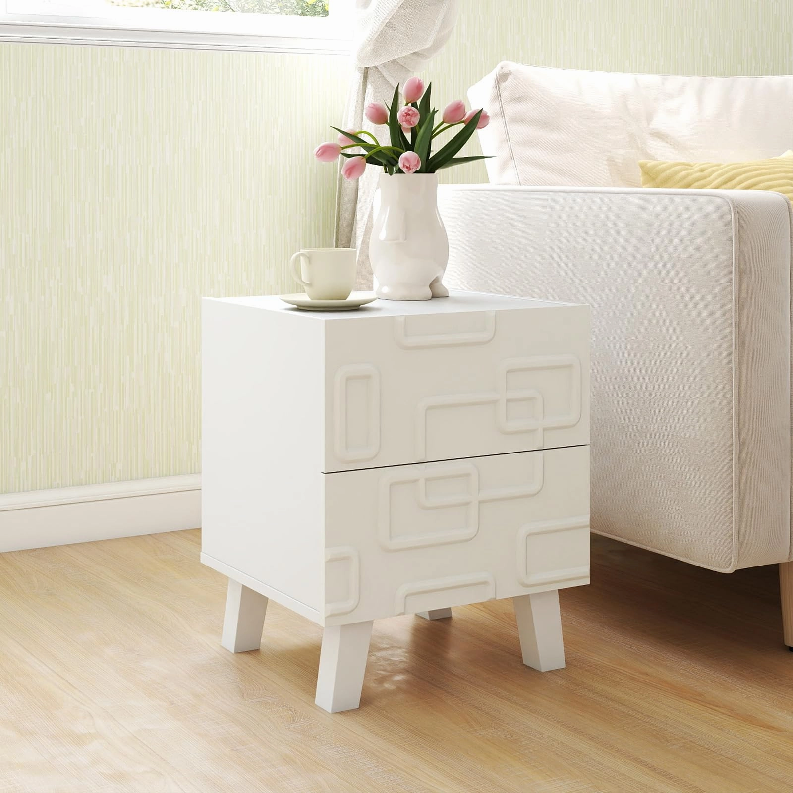 Giantex Mid Century Modern Nightstand for Small Space