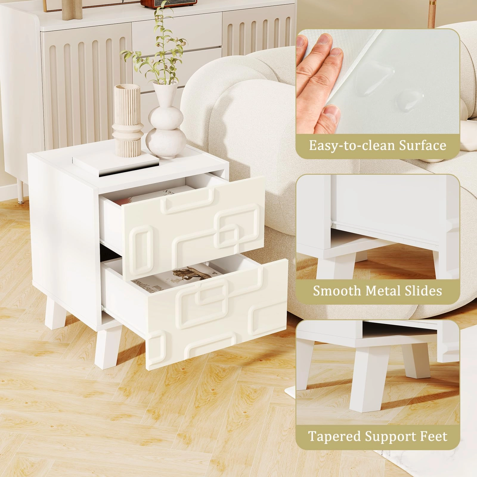Giantex Mid Century Modern Nightstand for Small Space