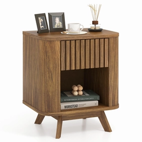 Giantex Mid Century Modern Nightstand Set of 1/2 Fluted Bedside Table office chair, ergonomic chair