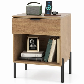 Giantex Mid Century Modern Nightstand with Charging Station office chair, ergonomic chair