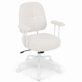 Giantex Mid Century Modren Office Chair, Faux Fur Desk Chair w/Armrest & Mid Back office supplies, stationery