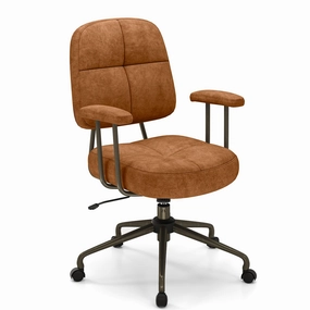 Giantex Mid Century Modren Office Chair, Fuax Leather Desk Chair w/Armrest & Mid Back office supplies, stationery