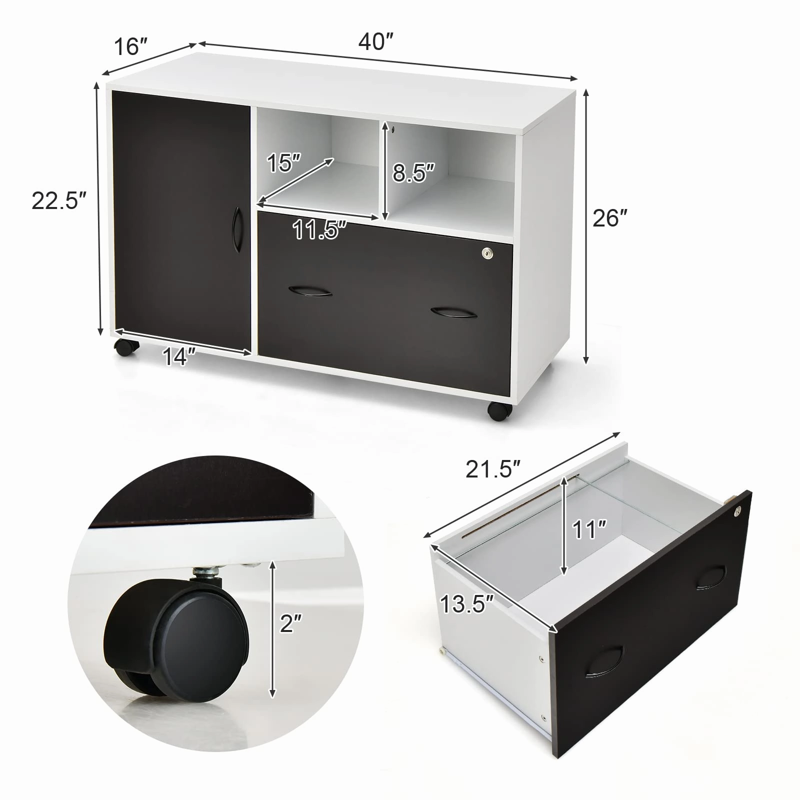 Giantex Mobile File Cabinet on Wheels - Lateral Filing Cabinet w/Drawer