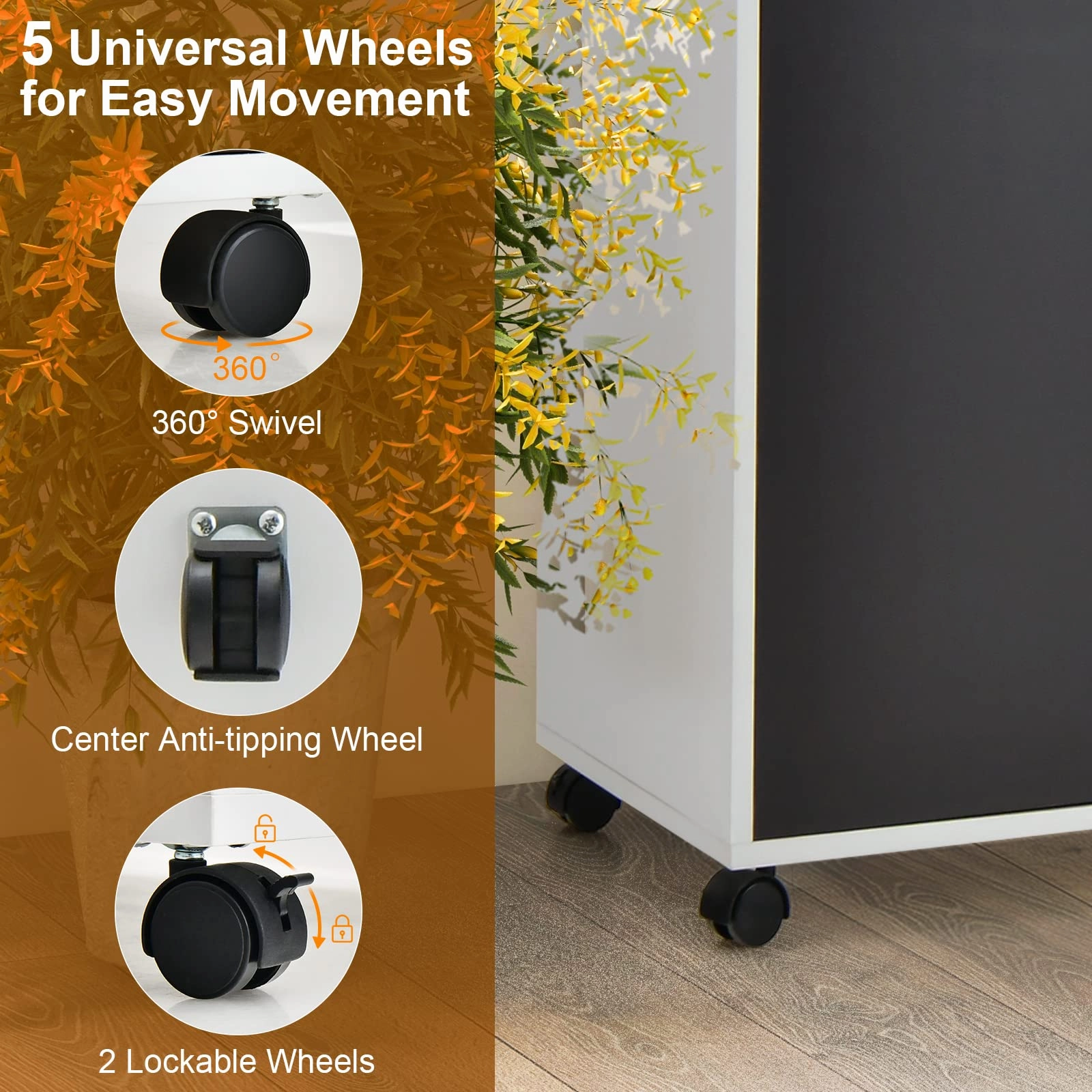 Giantex Mobile File Cabinet on Wheels - Lateral Filing Cabinet w/Drawer