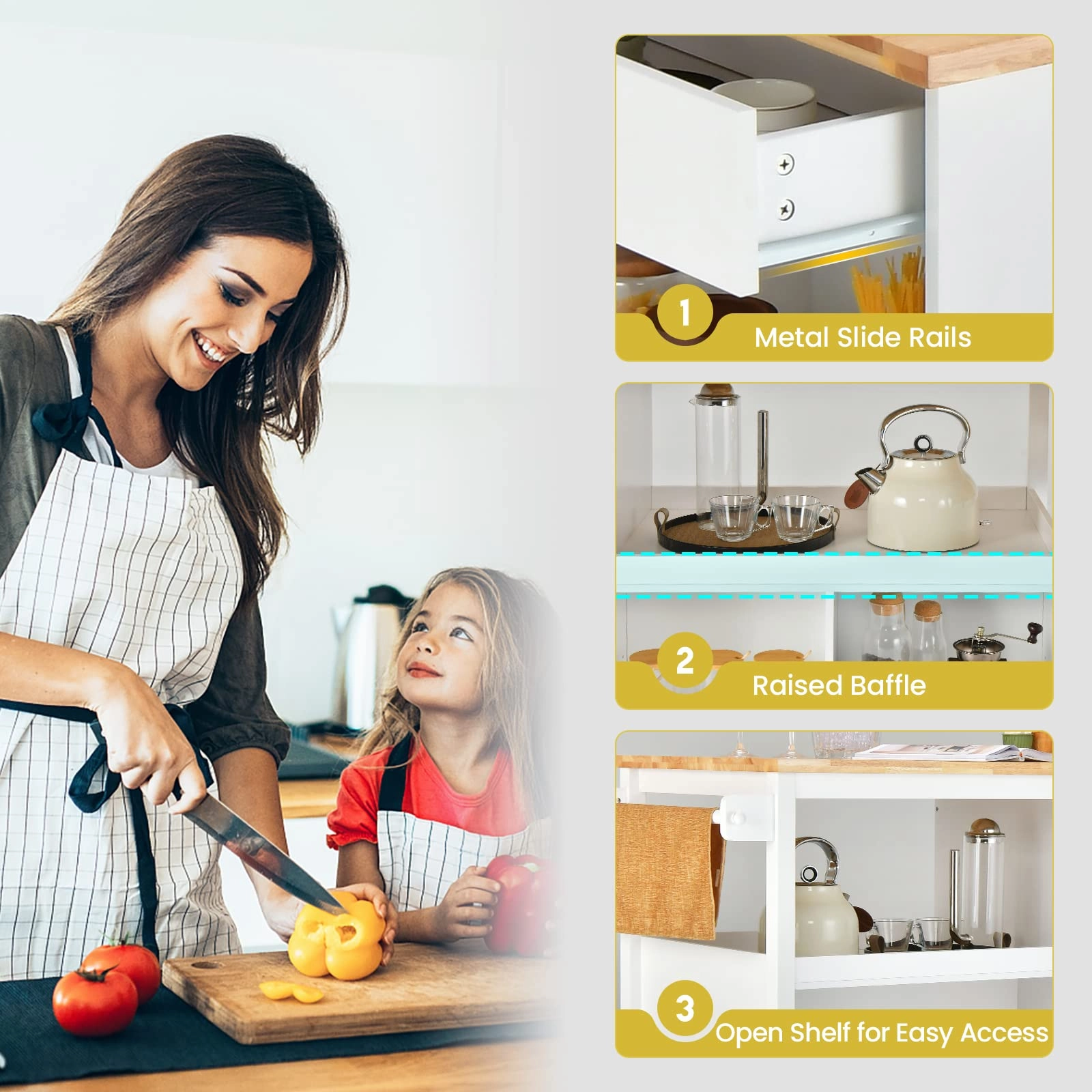 Giantex Mobile Kitchen Island Cart - Serving Trolley Cart with Lockable Wheels
