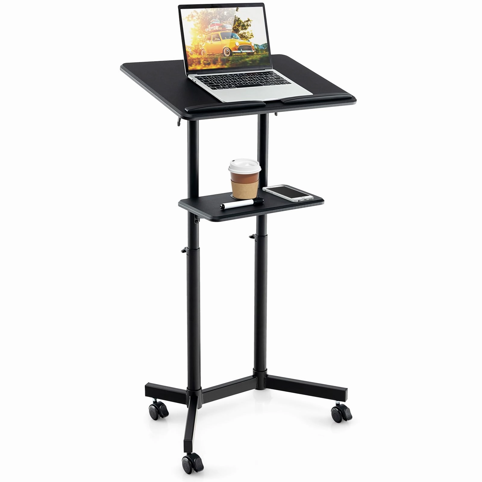 Giantex Mobile Laptop Podium, Height Adjustable Standing Desk with Storage Tray outdoor dining set, patio table