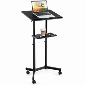 Giantex Mobile Laptop Podium, Height Adjustable Standing Desk with Storage Tray outdoor dining set, patio table