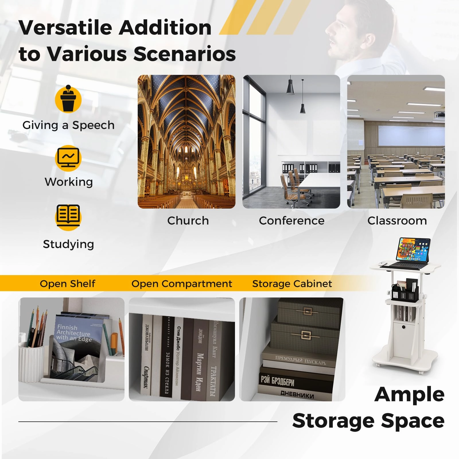 Giantex Mobile Podium Stand