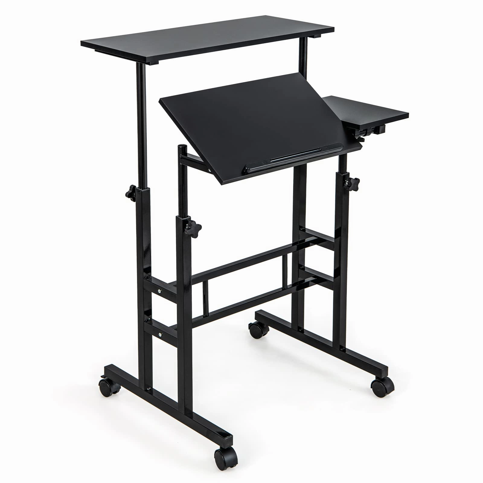 Giantex Mobile Stand up Desk Adjustable, Rolling Standing Laptop Cart, 27.5"D x 22"W x 49.5"H outdoor dining set, patio table