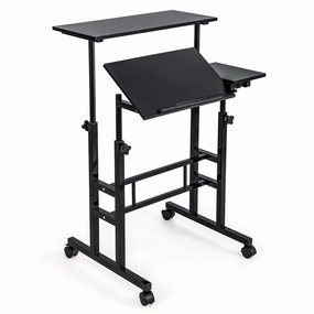 Giantex Mobile Stand up Desk Adjustable, Rolling Standing Laptop Cart, 27.5"D x 22"W x 49.5"H outdoor dining set, patio table