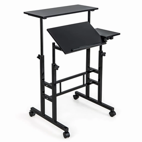 Giantex Mobile Stand up Desk Adjustable, Rolling Standing Laptop Cart, 27.5"D x 22"W x 49.5"H patio decor, garden accessories