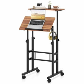 Giantex Mobile Stand up Desk, Height Adjustable, 24"D x 22"W x 49"H patio decor, garden accessories