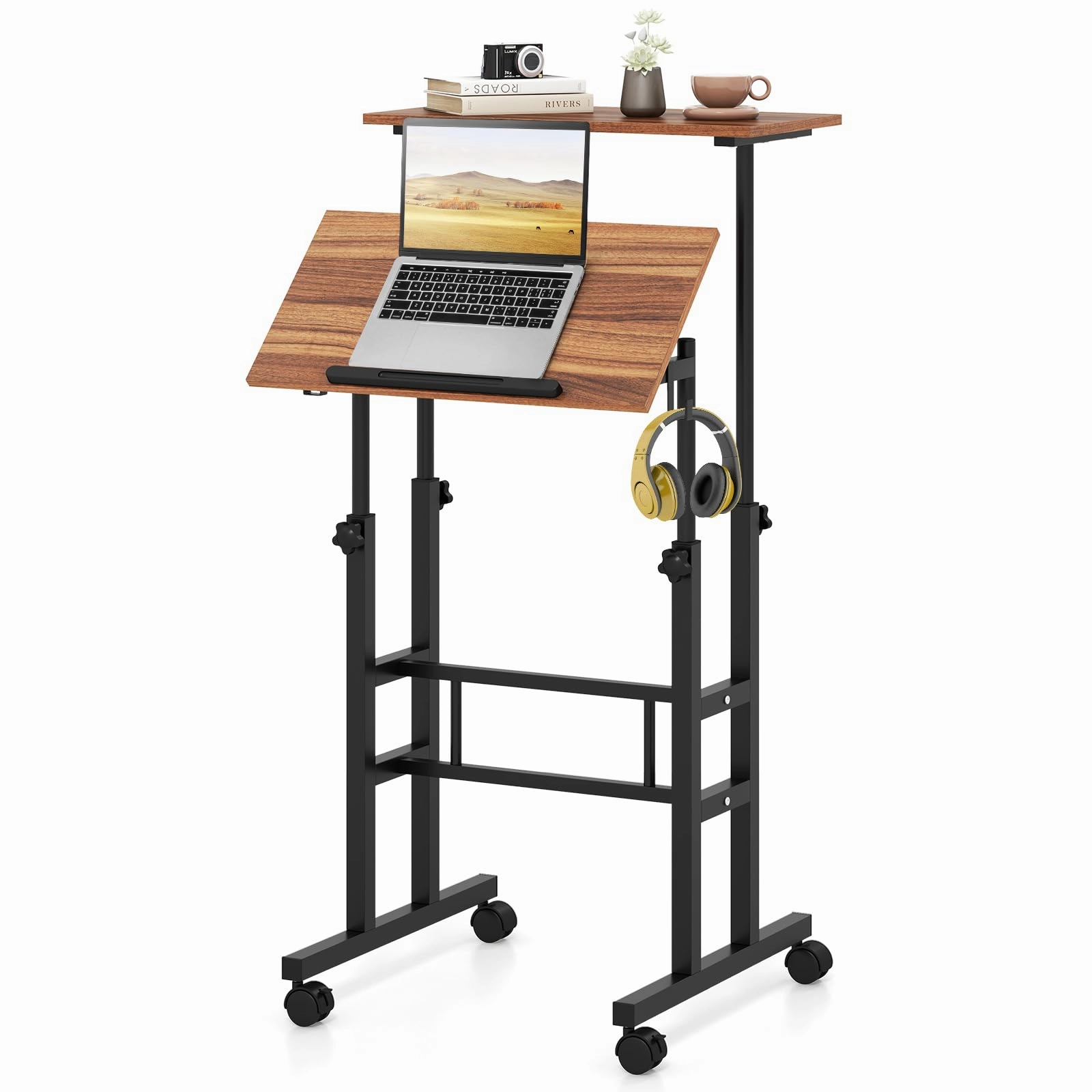 Giantex Mobile Stand up Desk, Height Adjustable, 24"D x 22"W x 49"H patio decor, garden accessories