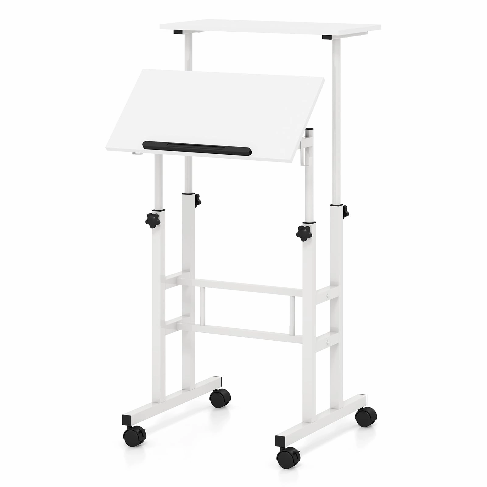 Giantex Mobile Stand up Desk, Height Adjustable, 24"D x 22"W x 49"H