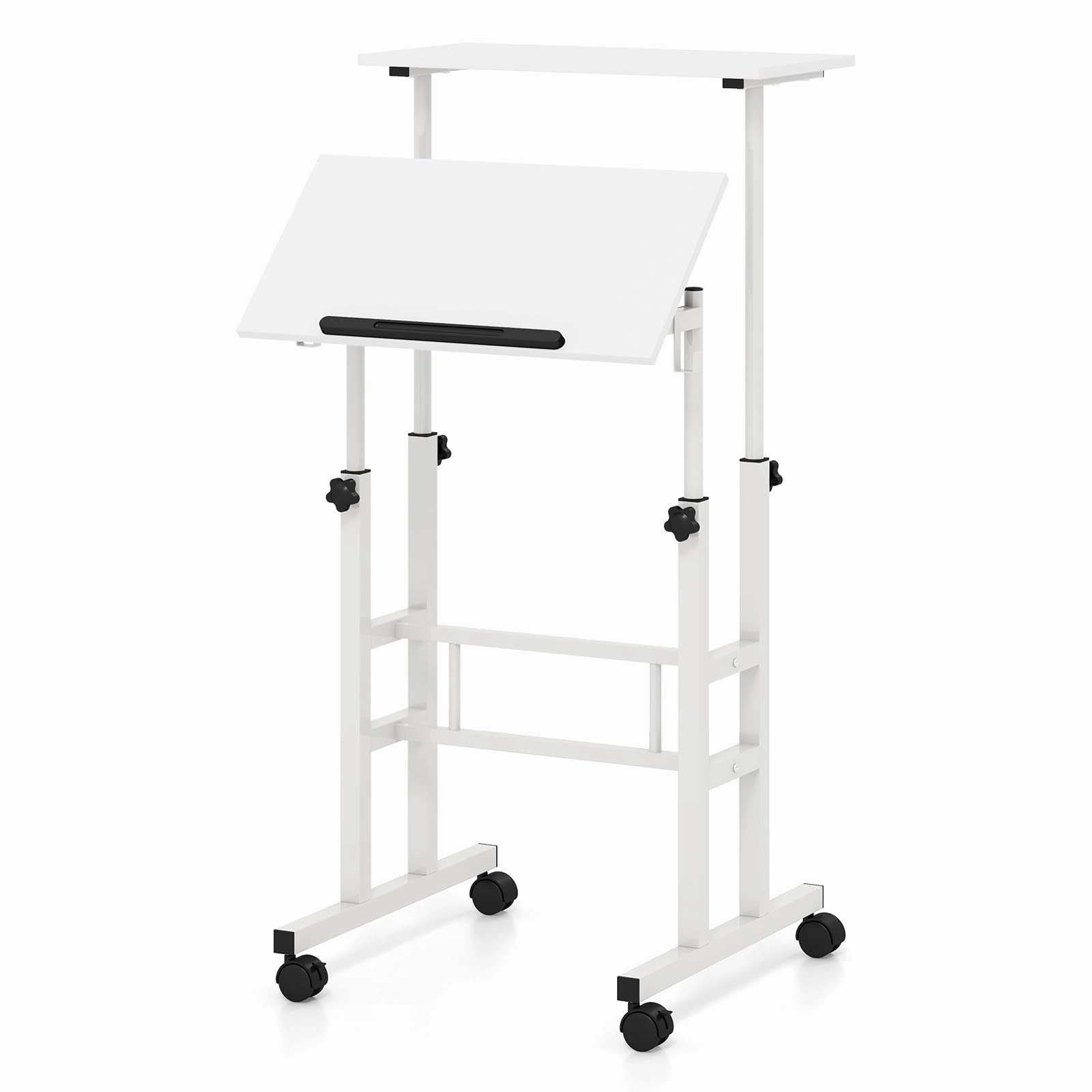 Giantex Mobile Stand up Desk, Height Adjustable, 24"D x 22"W x 49"H