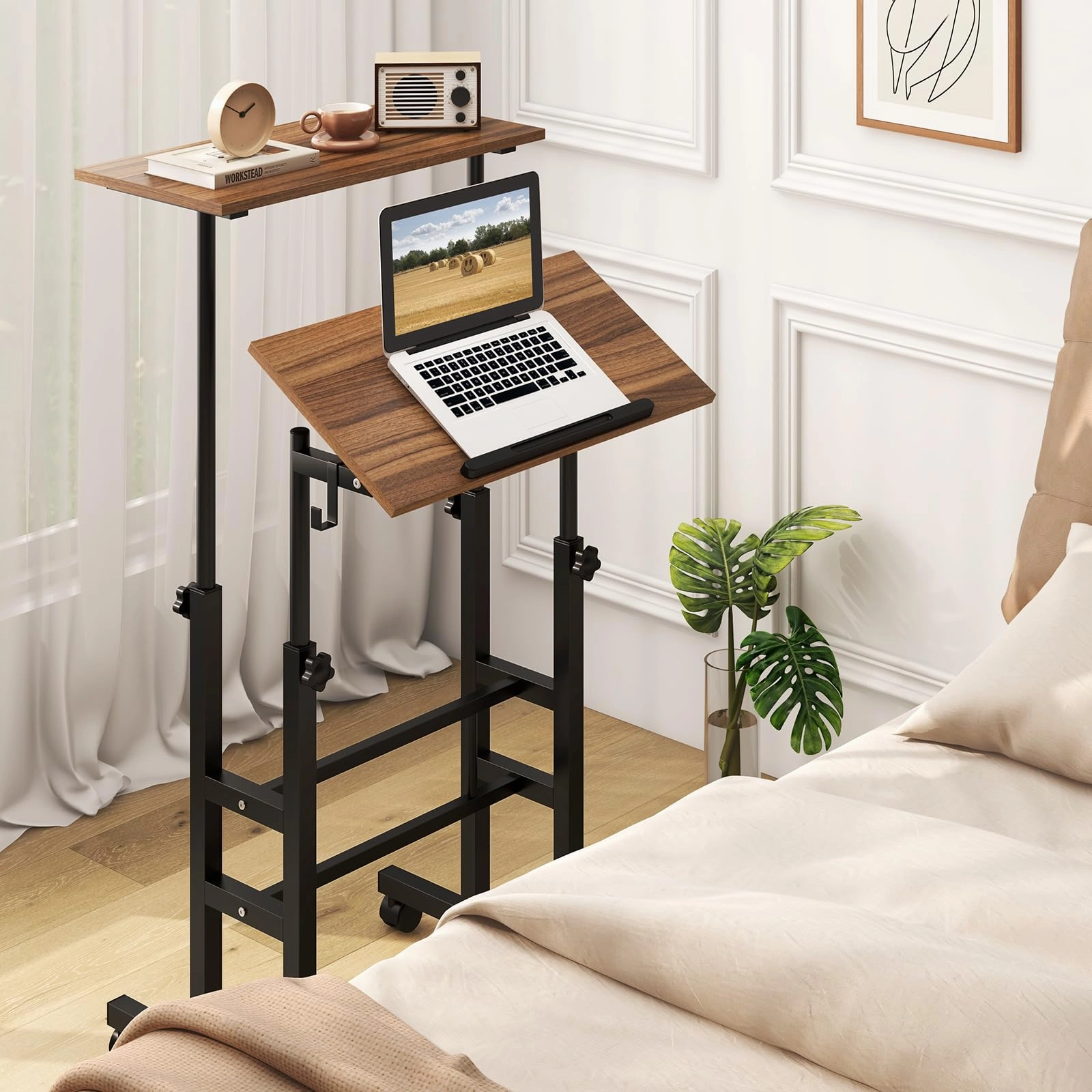 Giantex Mobile Stand up Desk, Height Adjustable, 24"D x 22"W x 49"H