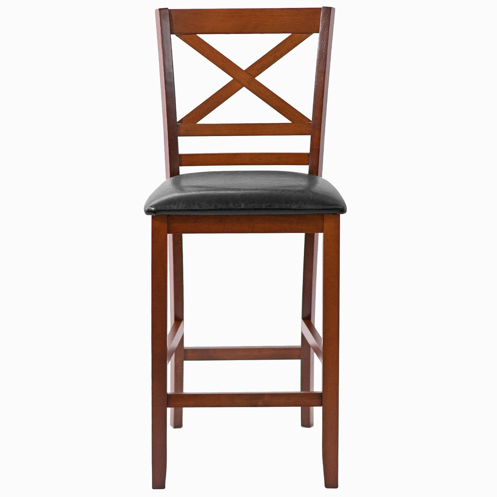 Giantex Modern 25 Counter Height Dining Pub Stools with X-Shaped Backrest, Soft Cushion & Durable PU Seat