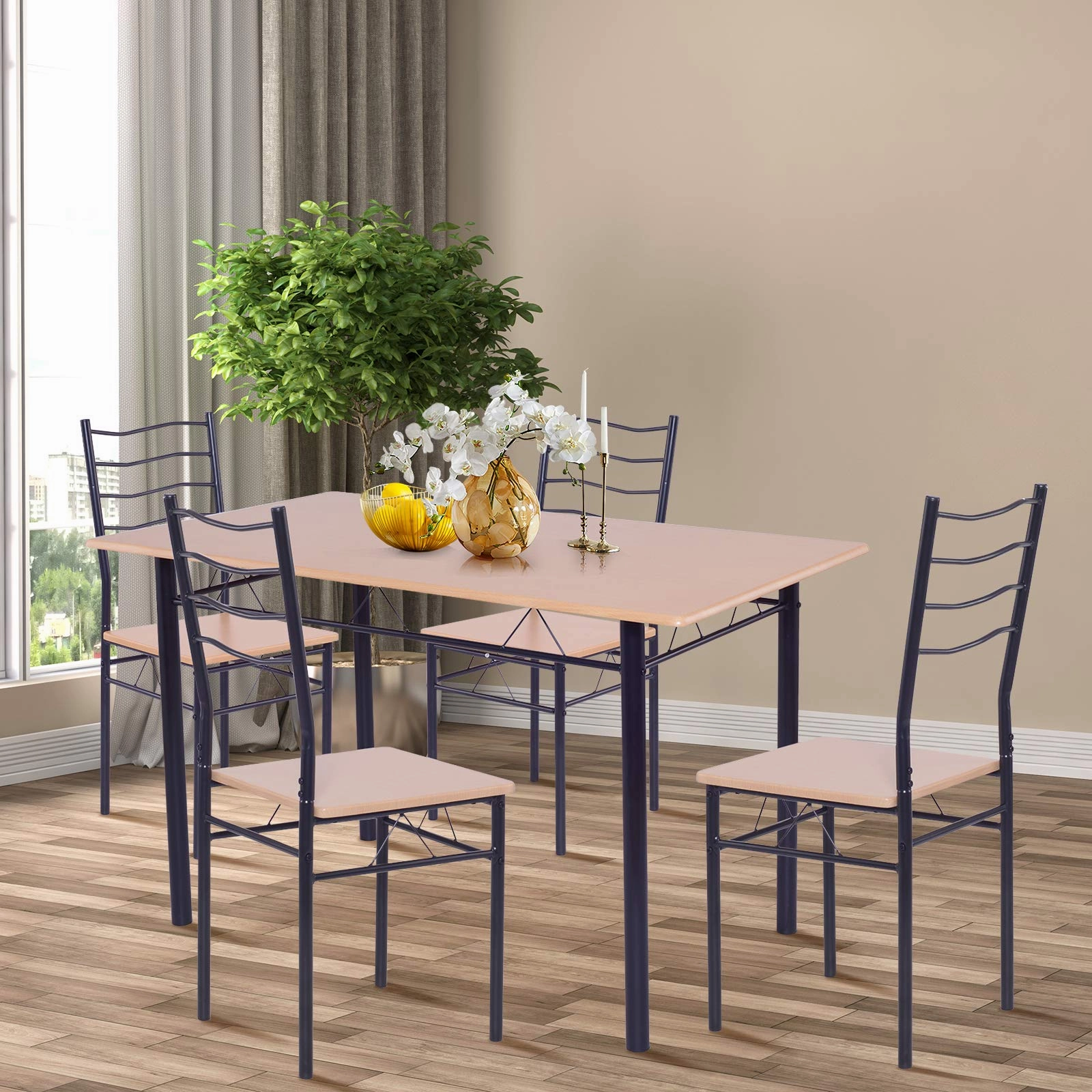 Giantex Modern 5 Piece Dining Table Set for 4 Chair