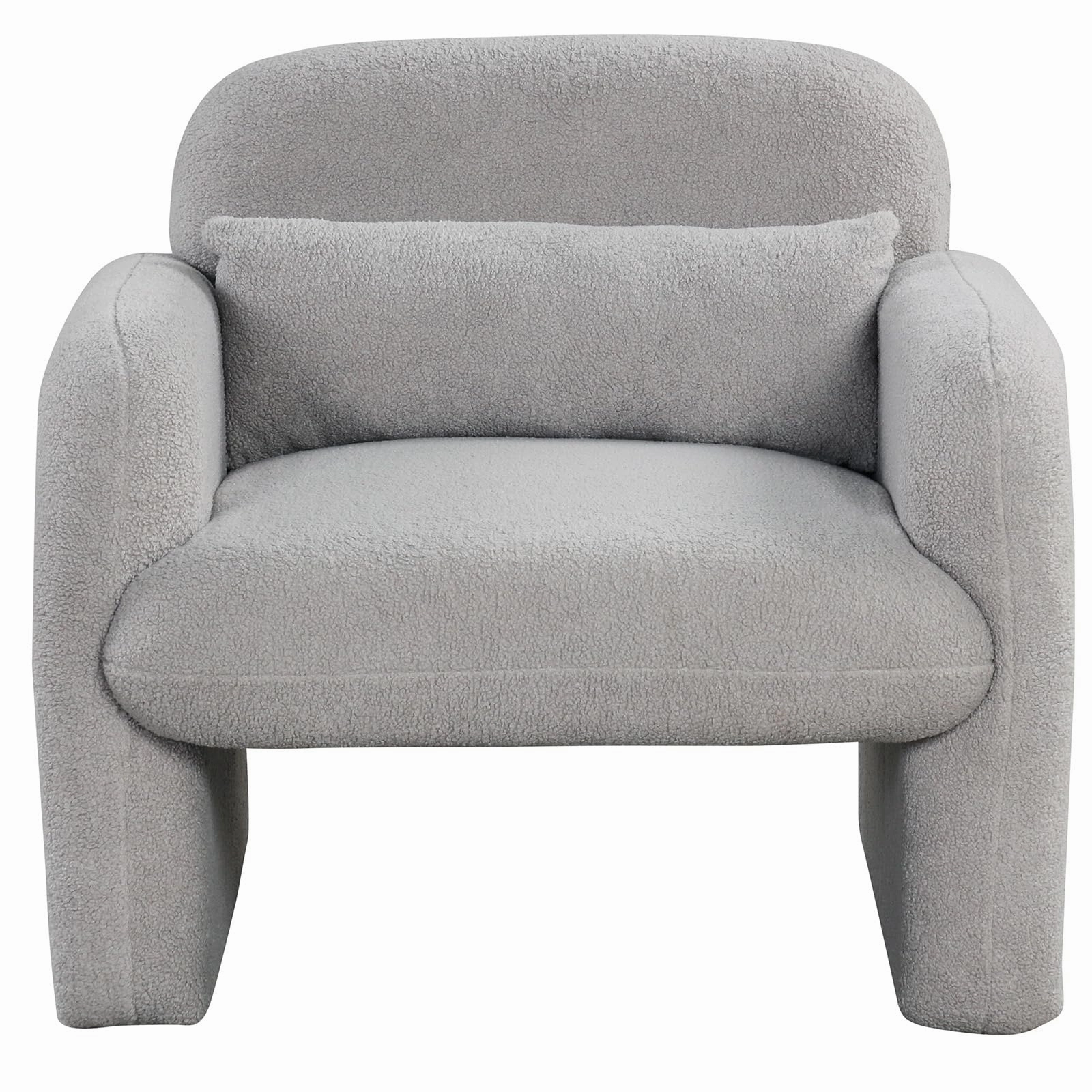 Giantex Modern Accent Chair for Living Room, Sherpa Fabric Upholstered Armchair w/Waist Pillow, Comfy Reading Chair w/Armrests