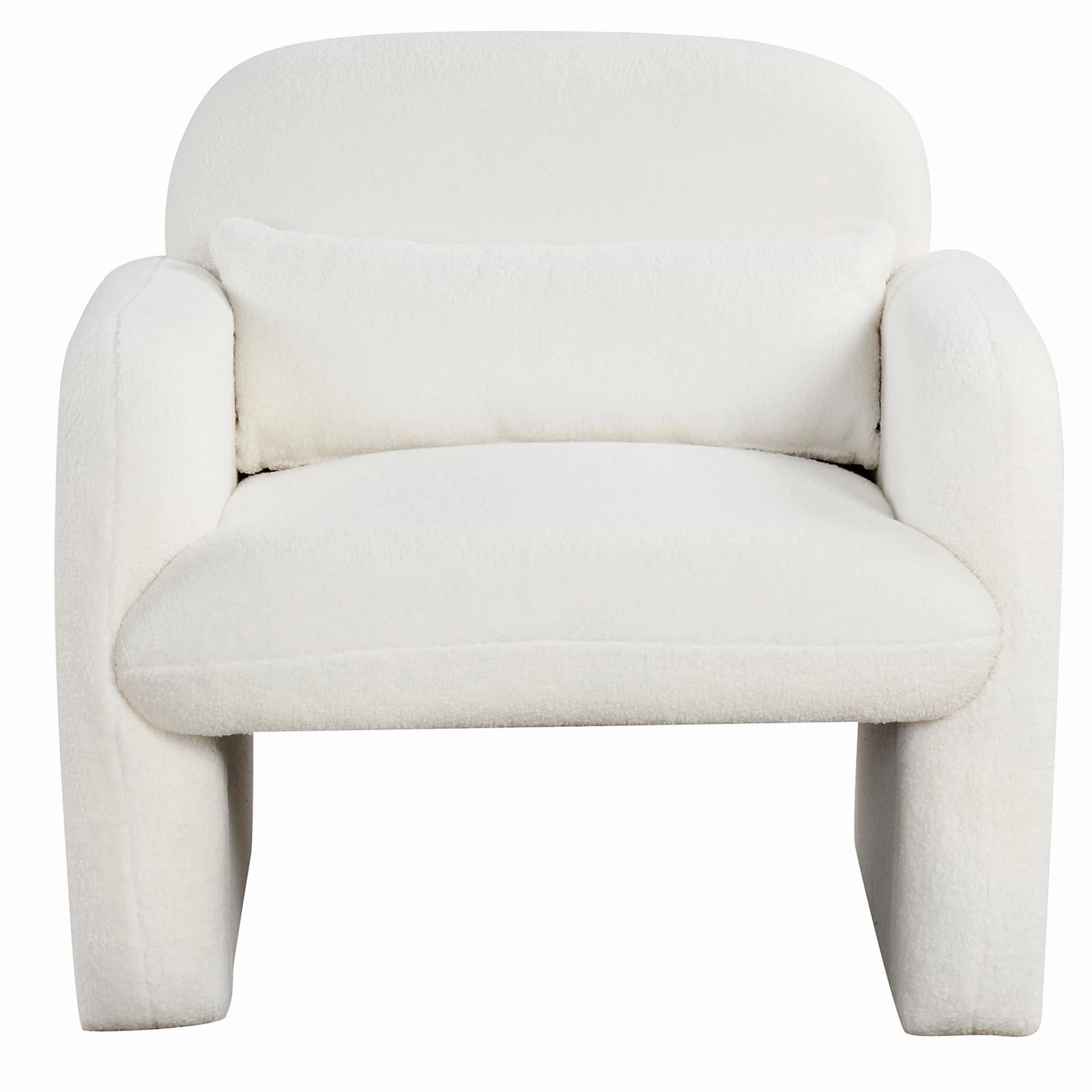 Giantex Modern Accent Chair for Living Room, Sherpa Fabric Upholstered Armchair w/Waist Pillow, Comfy Reading Chair w/Armrests