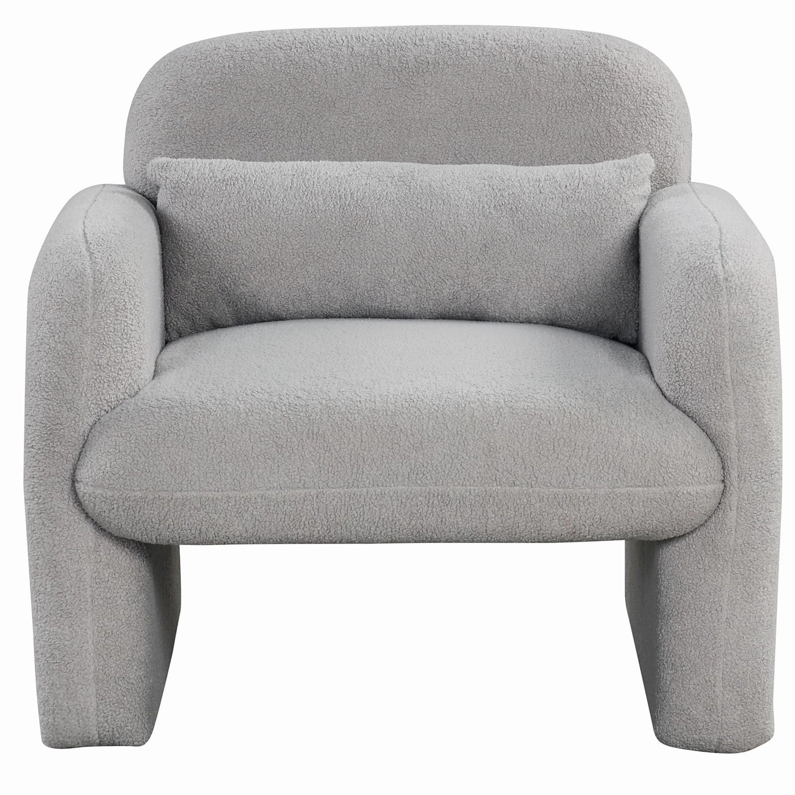 Giantex Modern Accent Chair for Living Room, Sherpa Fabric Upholstered Armchair w/Waist Pillow, Comfy Reading Chair w/Armrests