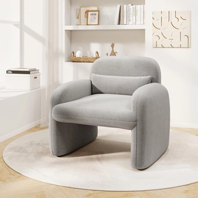 Giantex Modern Accent Chair for Living Room, Sherpa Fabric Upholstered Armchair w/Waist Pillow, Comfy Reading Chair w/Armrests recliner chair, sleeper chair