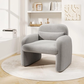 Giantex Modern Accent Chair for Living Room, Sherpa Fabric Upholstered Armchair w/Waist Pillow, Comfy Reading Chair w/Armrests sectional sofa, corner couch