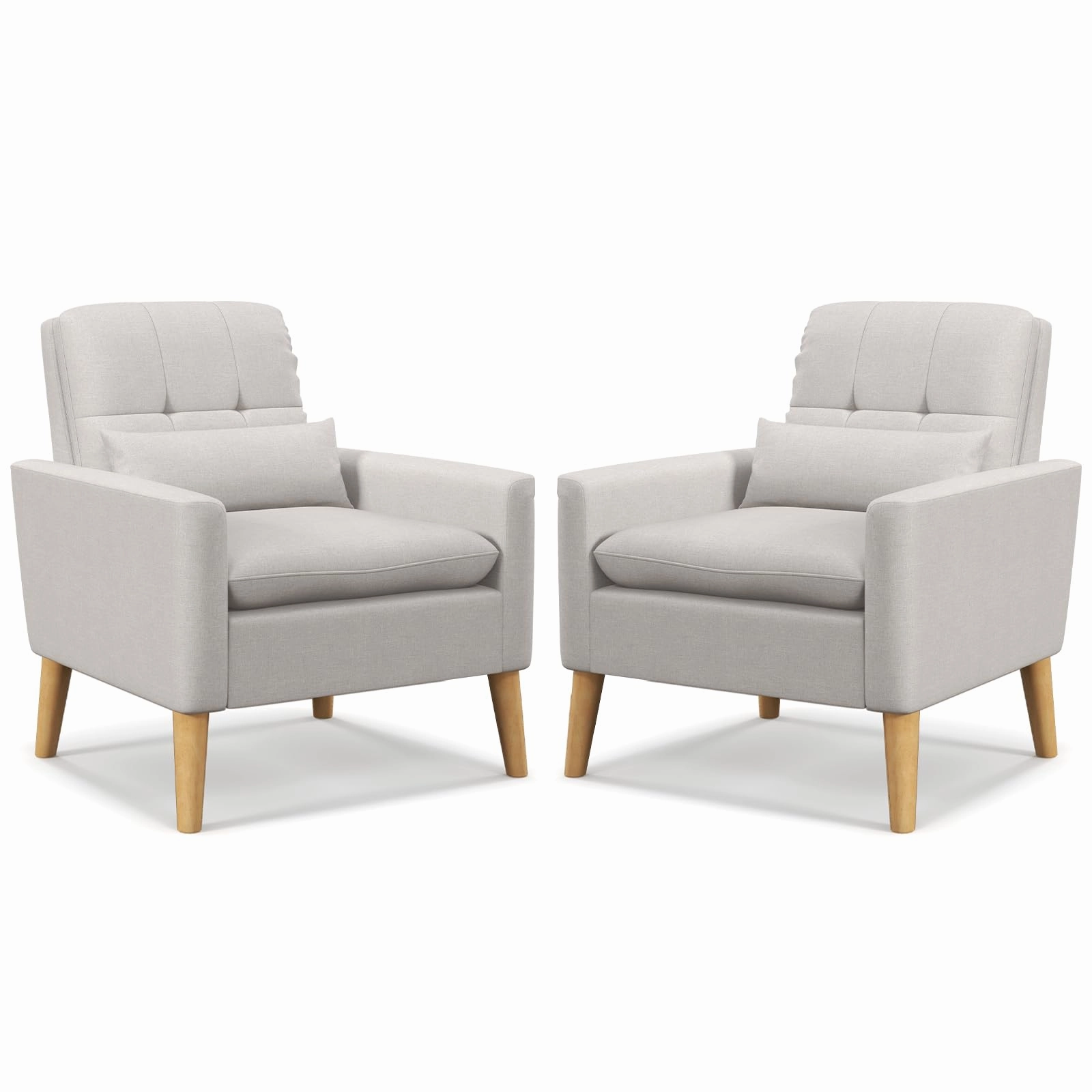 Giantex Modern Accent Chair, Mid-Century Linen Fabric Armchair