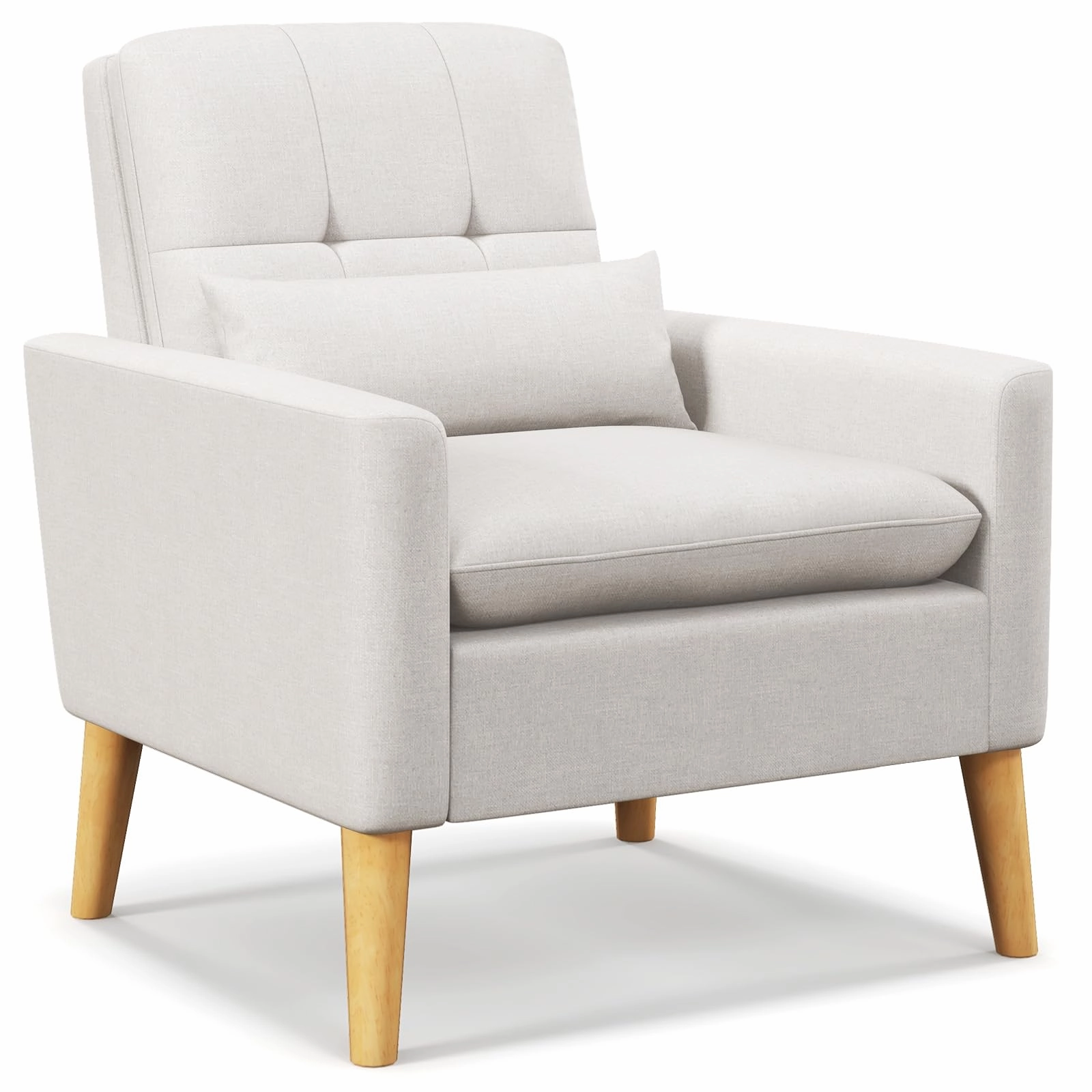Giantex Modern Accent Chair, Mid-Century Linen Fabric Armchair sectional sofa, corner couch