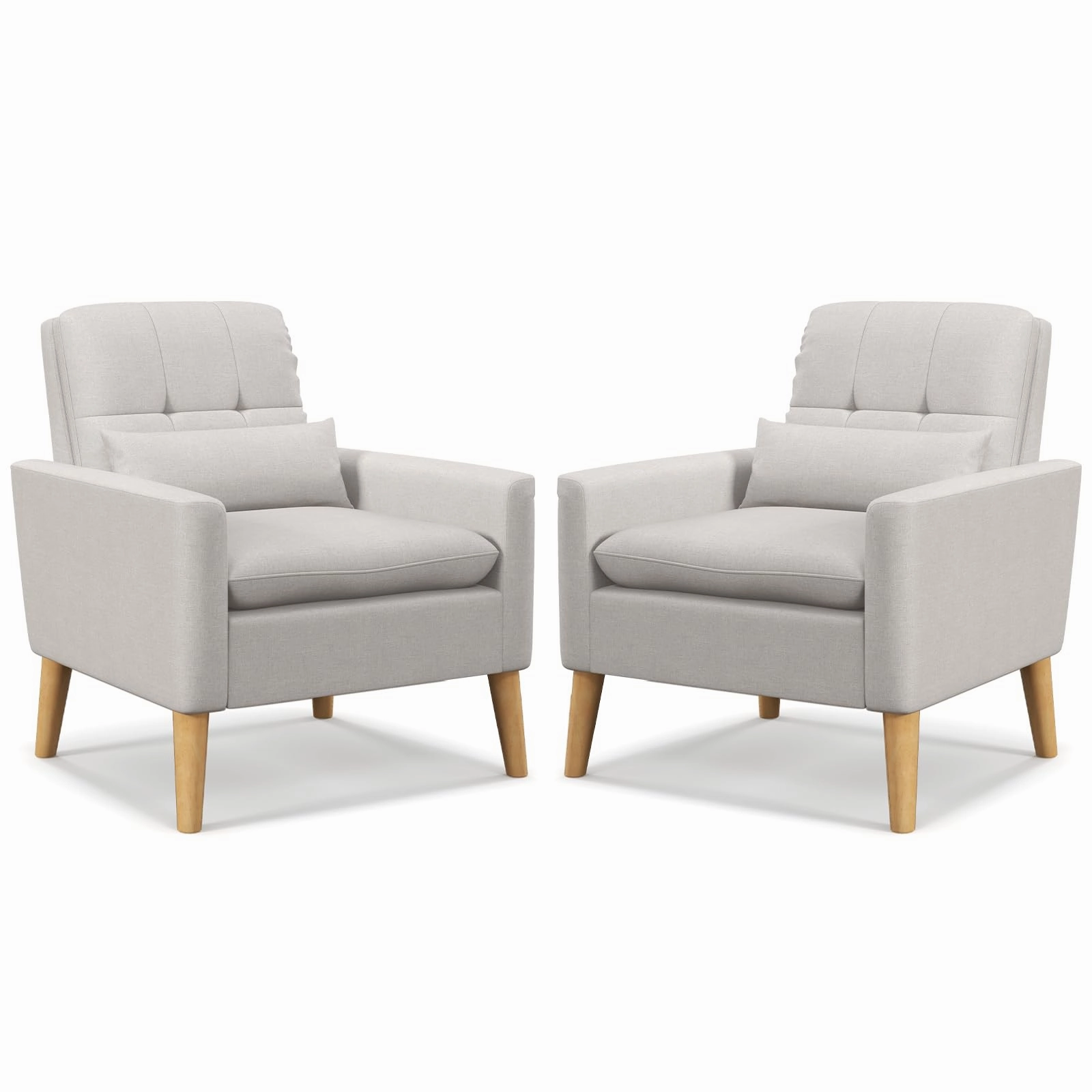Giantex Modern Accent Chair, Mid-Century Linen Fabric Armchair
