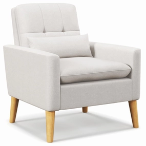 Giantex Modern Accent Chair, Mid-Century Linen Fabric Armchair sectional sofa, corner couch