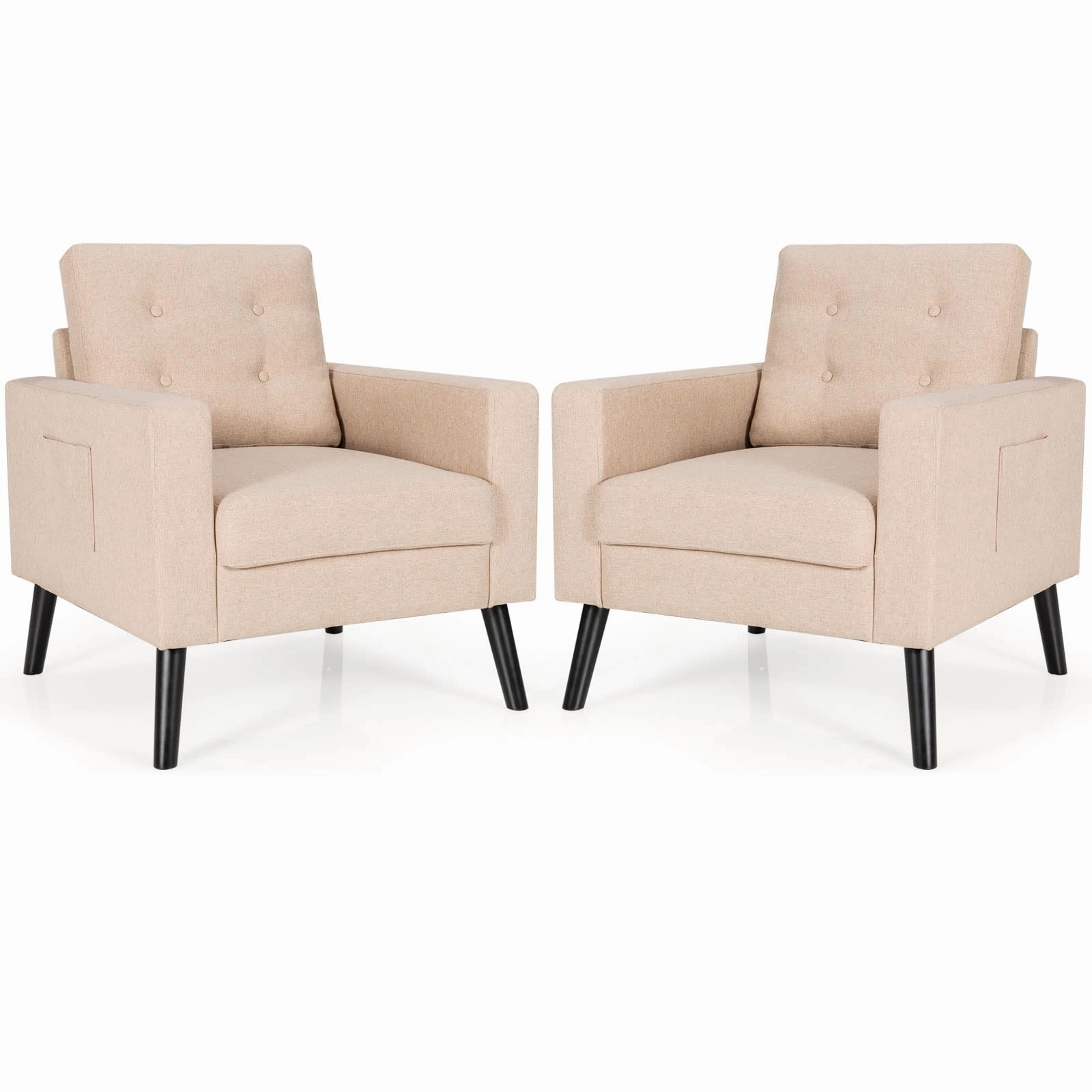 Giantex Modern Accent Chair, Mid-Century Upholstered Armchair Club Chair