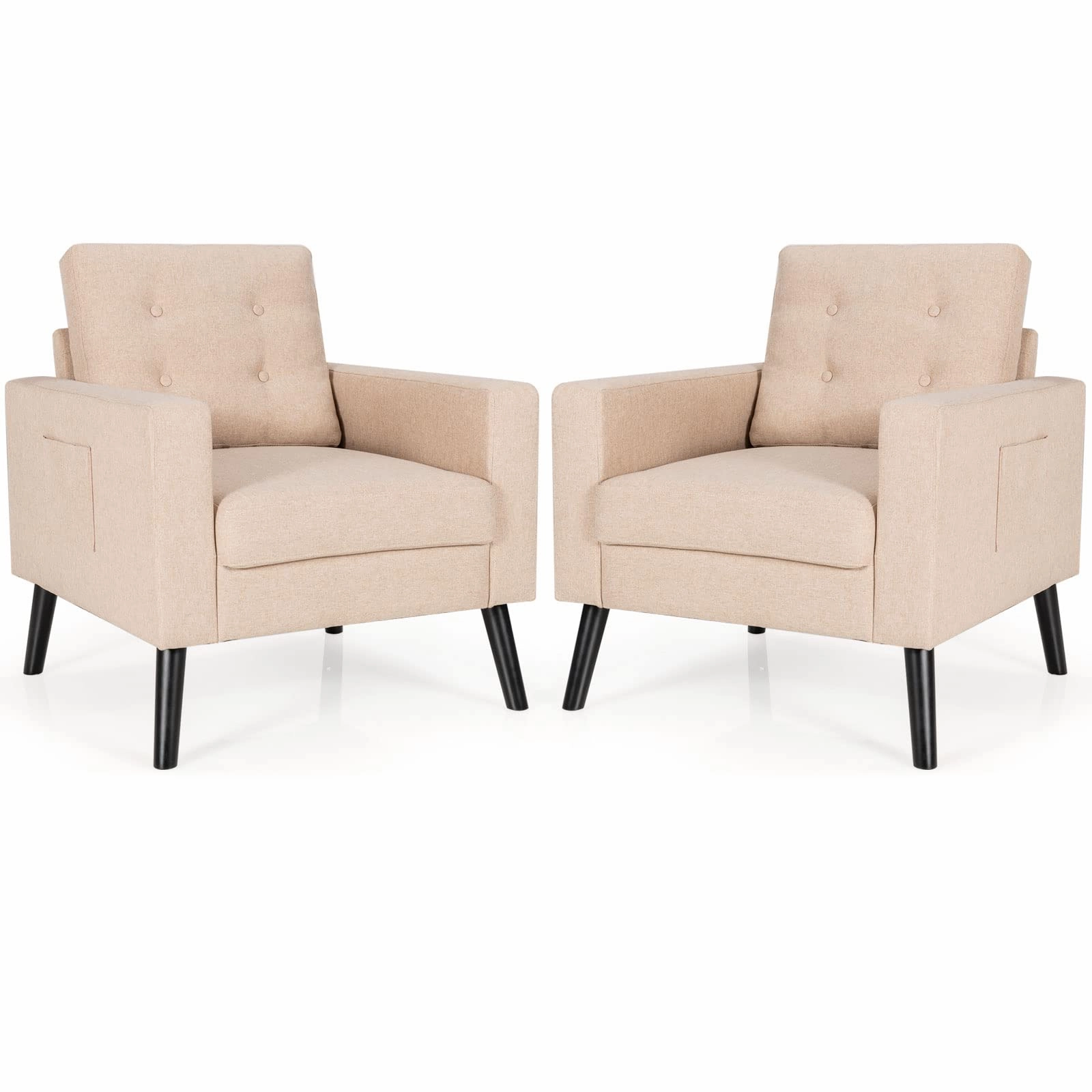 Giantex Modern Accent Chair, Mid-Century Upholstered Armchair Club Chair