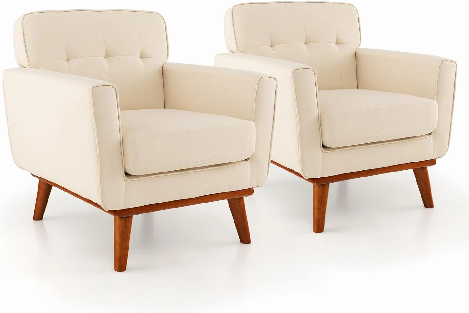 Giantex Modern Accent Chair, Upholstered Linen Fabric Armchair w/Removable Padded Seat Cushion
