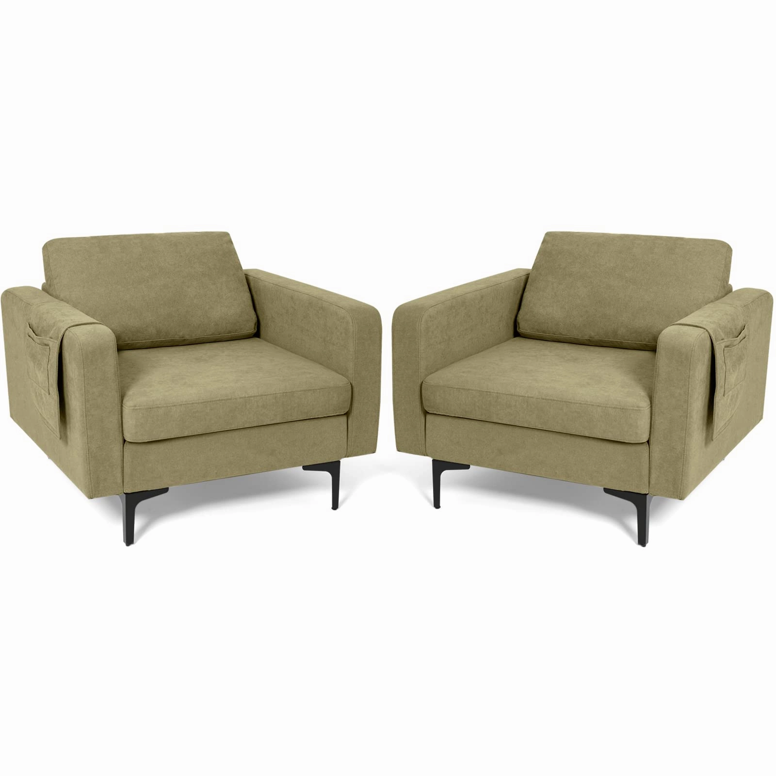 Giantex Modern Accent Chair w/Comfy Thick Cushion, Magazine Pockets