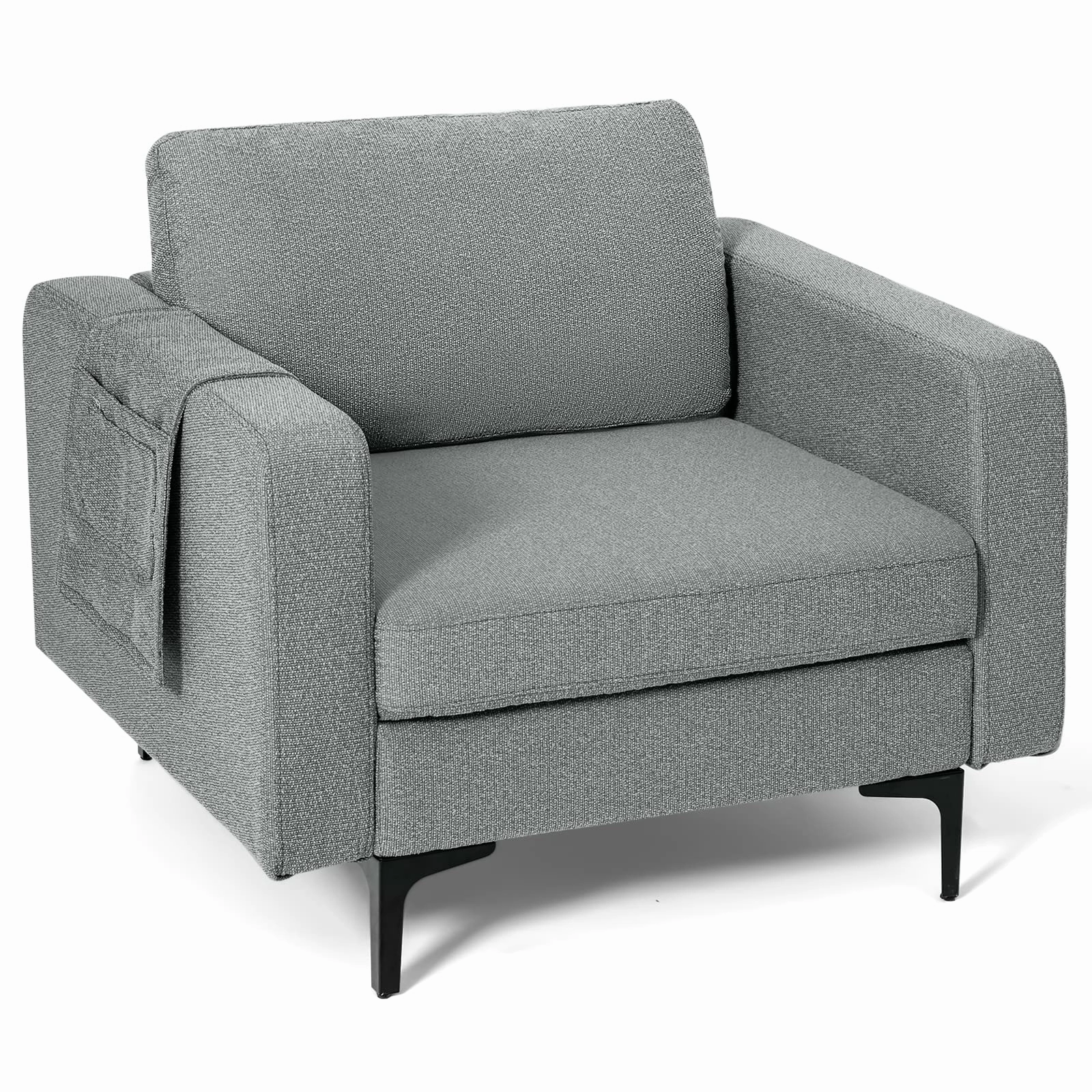 Giantex Modern Accent Chair w/Comfy Thick Cushion, Magazine Pockets sectional sofa, corner couch